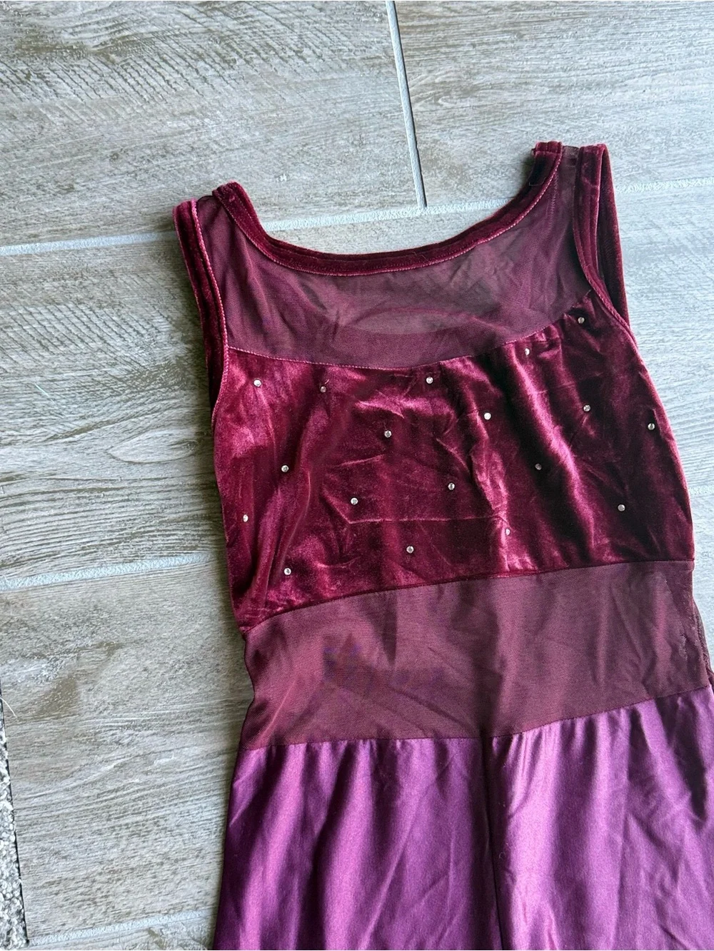 Curtain Call Dance Costume Sleeveless Wide-Leg Jumpsuit in Burgundy